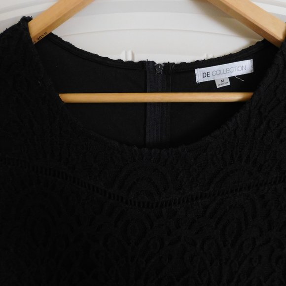 Downeast A-Line Black Lace Midi-length Dress with Lining, Size M - Picture 2 of 7